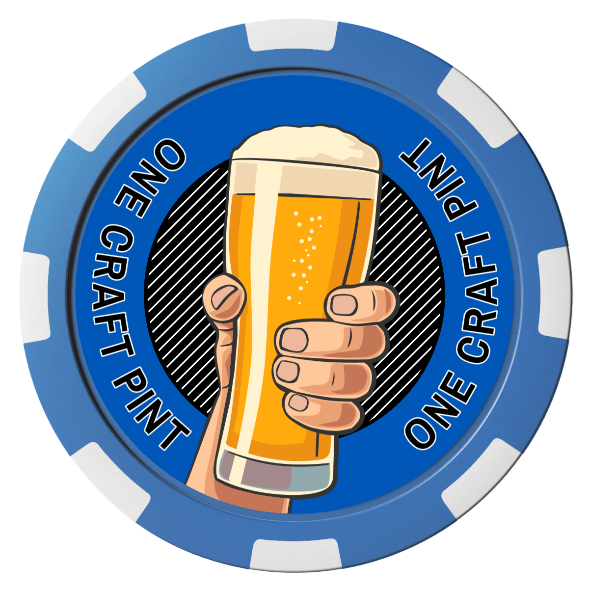 Drink On Us Magnetic Composite Poker Chips - Blue / 8 Spot - Front