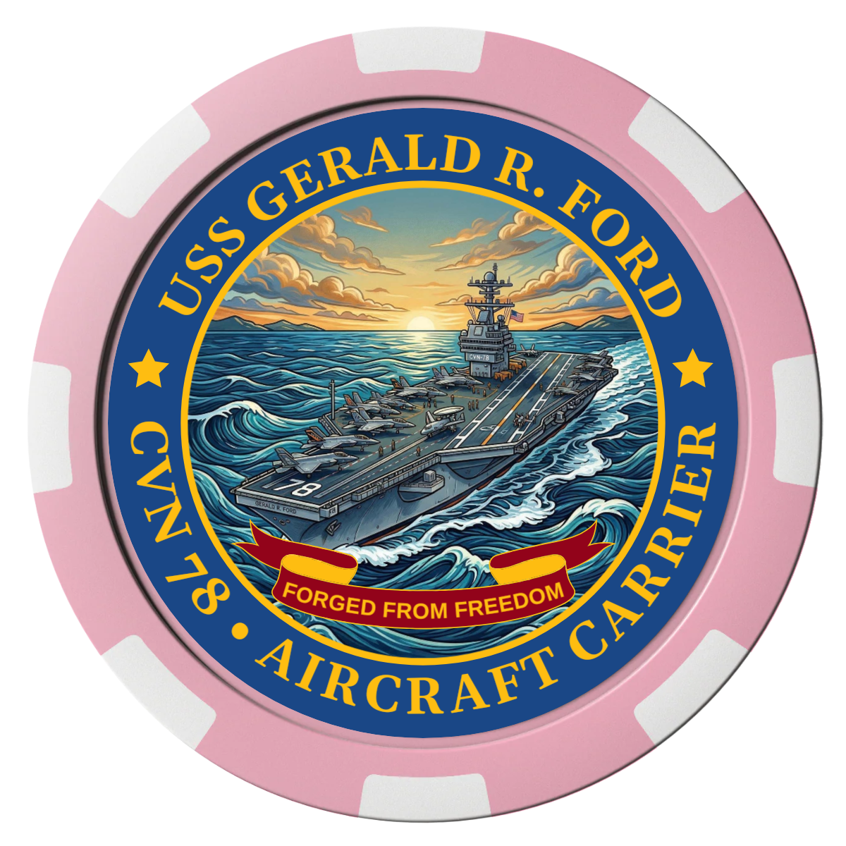 Navy USS Gerald Ford Composite Poker Chips - Pink / 8 Spot - Front