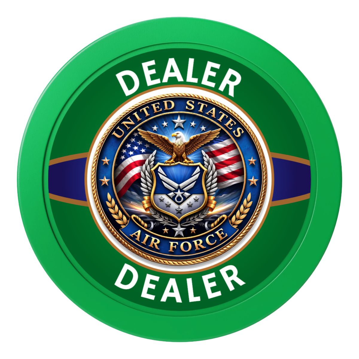 Air Force 2" Composite Dealer Button - Green - Front