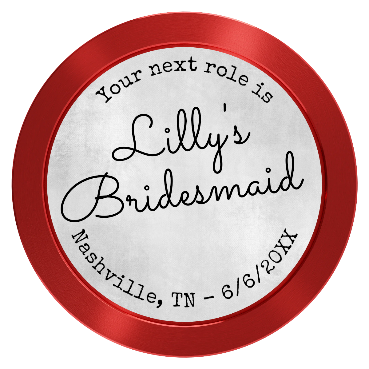 Be My Bridesmaid Simple Aluminum Poker Card Guards - Red - Front