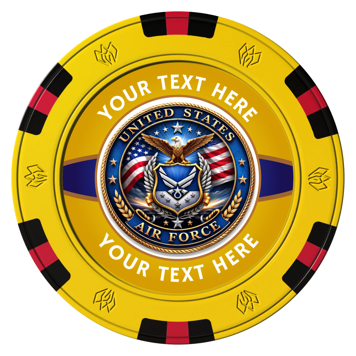 Air Force Clay Poker Chips - Yellow / 6 Spot Gem / 40mm - Front
