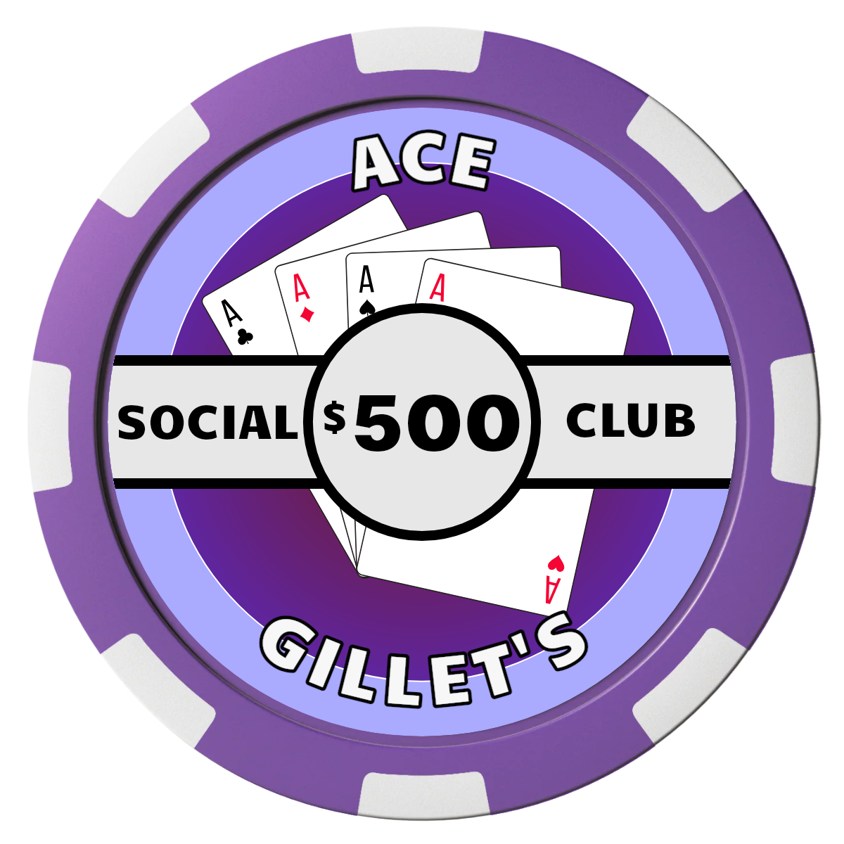Ace Gillet's Composite Poker Chips - Purple / 8 Spot - Front
