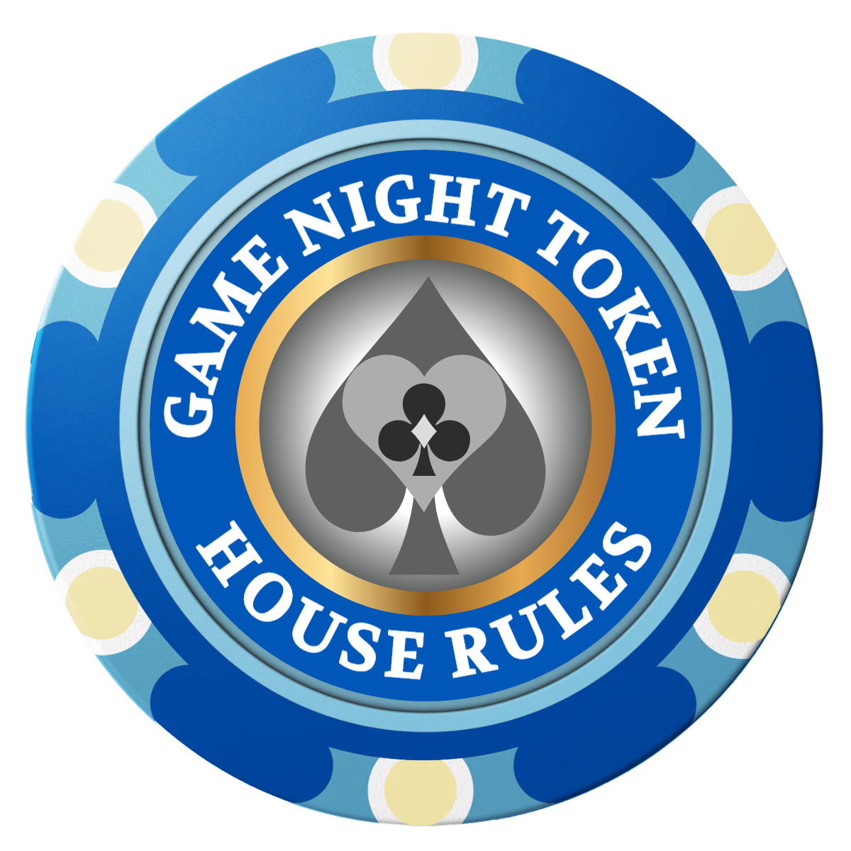 Stacked Suits Clay Poker Chips - Blue / Monte Carlo / 40mm - Back