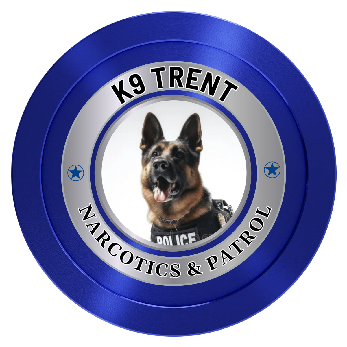 K-9 Trent Aluminum Poker Chips - Blue - Front