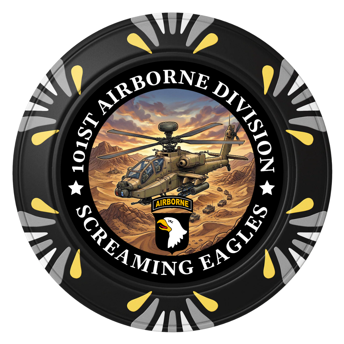 Army Airborne Clay Poker Chips - Black / Macau / 40mm - Front