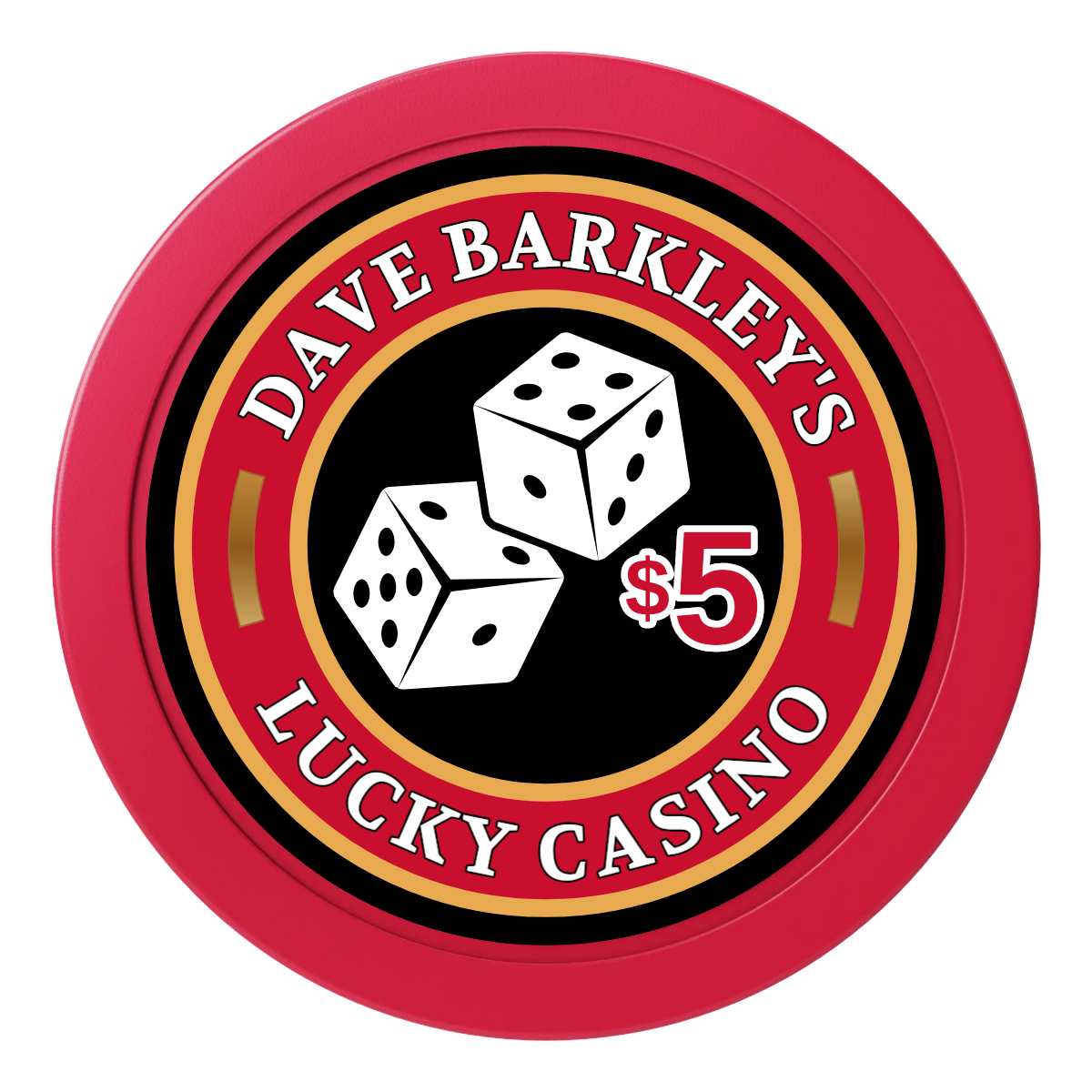 Dave's Lucky Casino 2" Composite Dealer Button - Red - Back