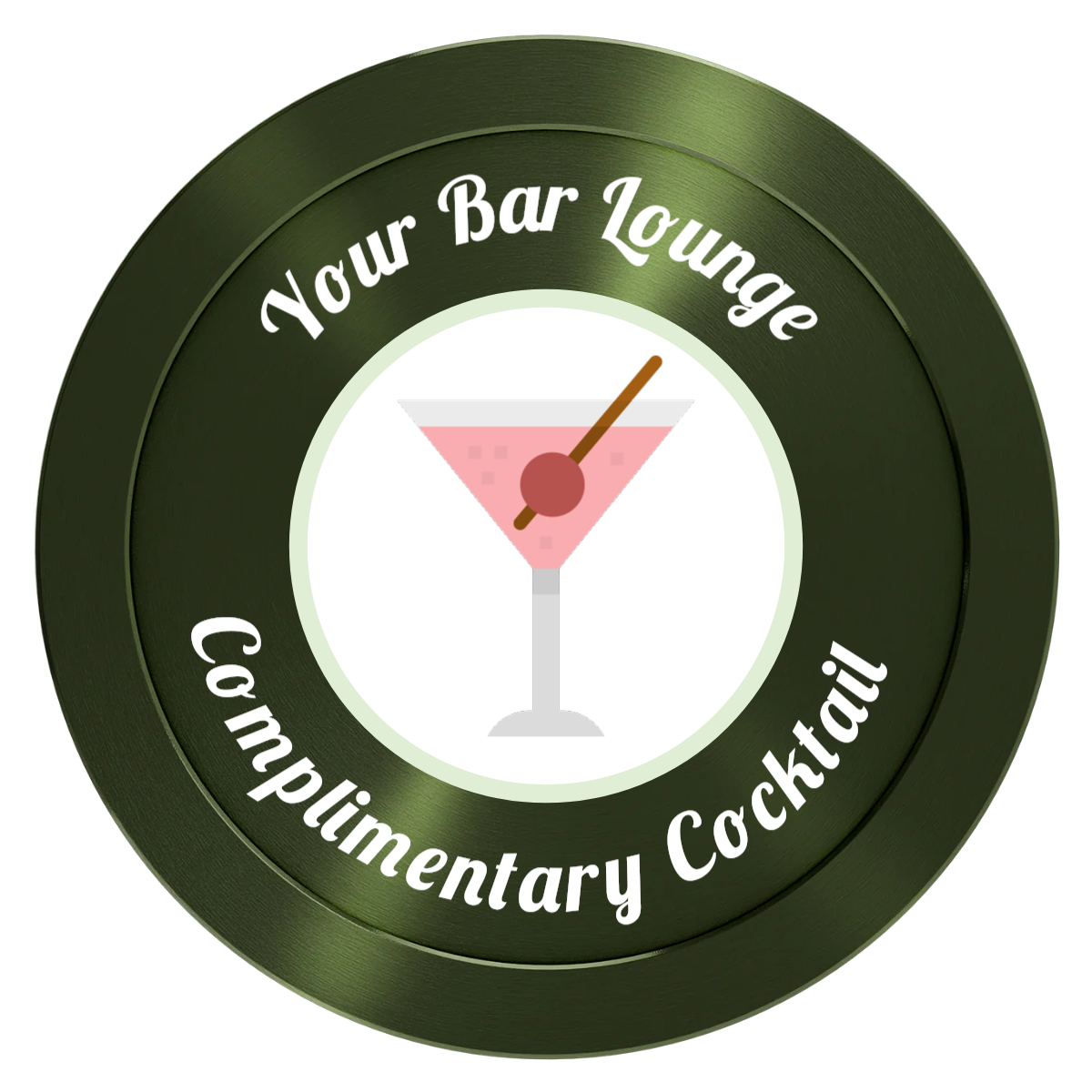 Fancy Drink Aluminum Poker Chips - Green - Front