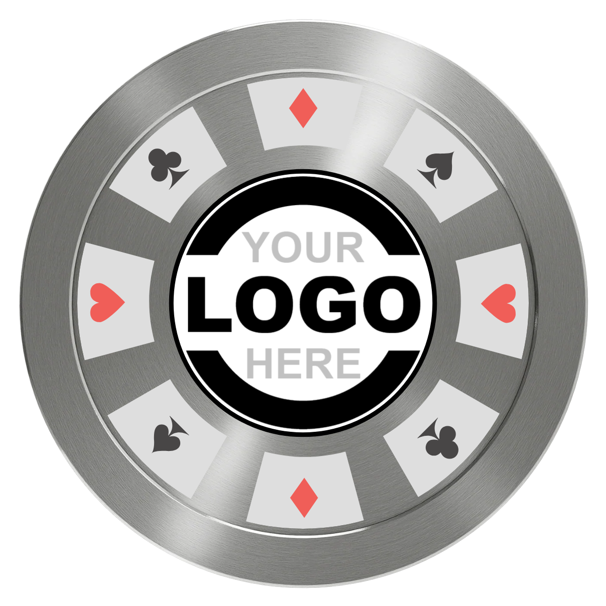 Suit 8 Your Logo Aluminum Poker Chips - Silver - Front