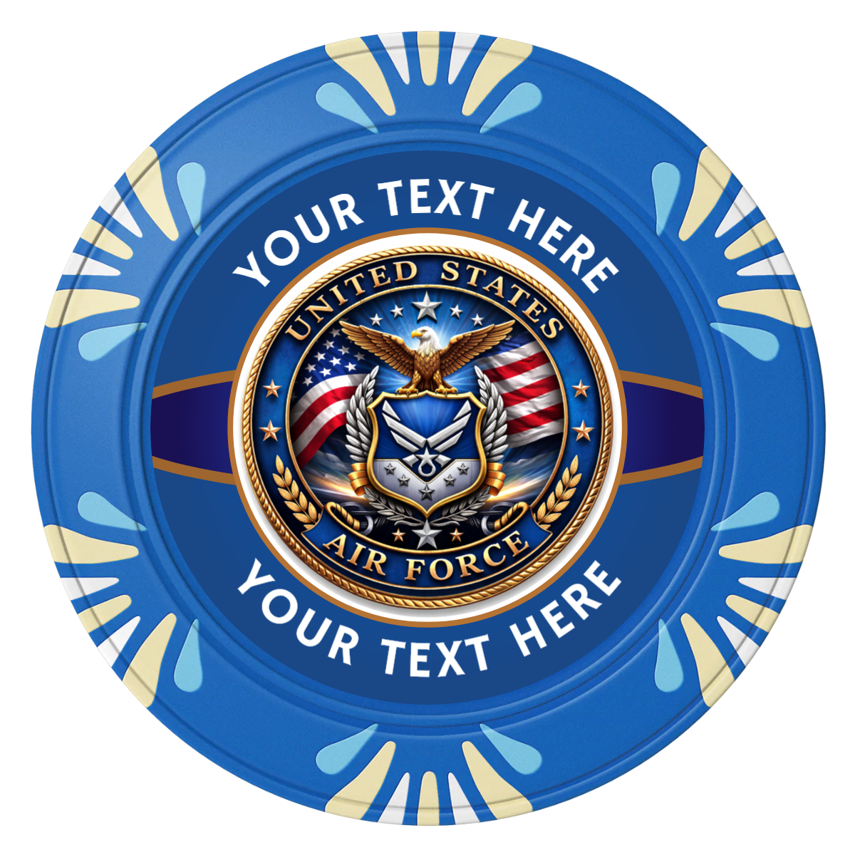 Air Force Clay Poker Chips - Blue / Macau / 40mm - Front