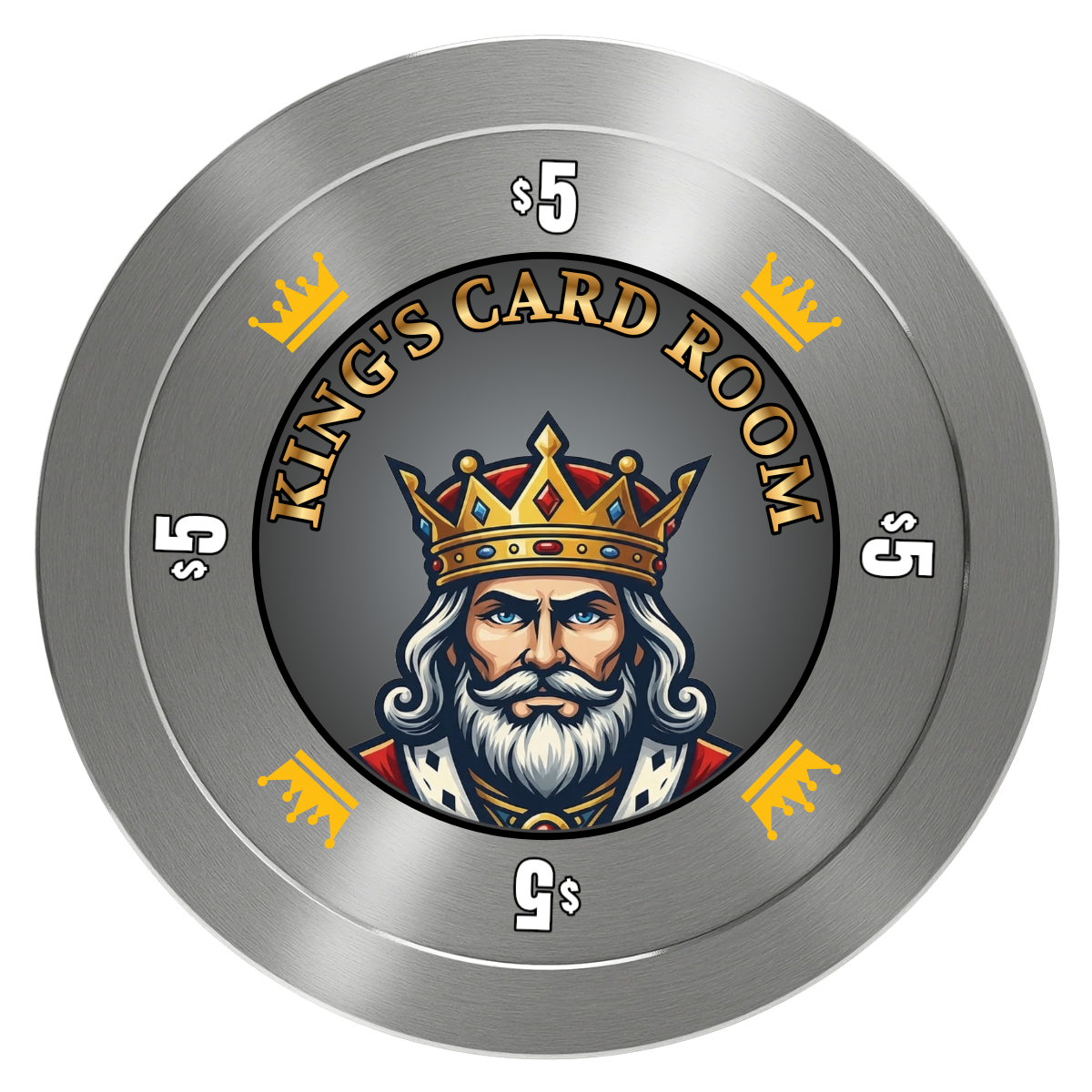 Kings Aluminum Poker Chips - Silver - Front