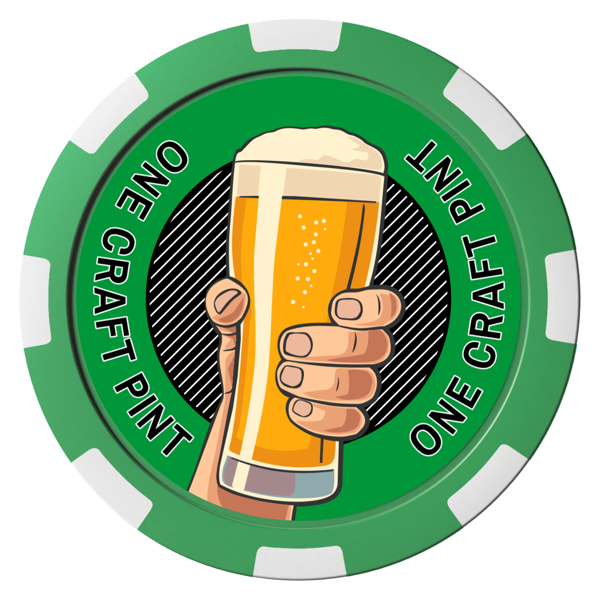 Drink On Us Magnetic Composite Poker Chips - Green / 8 Spot - Front