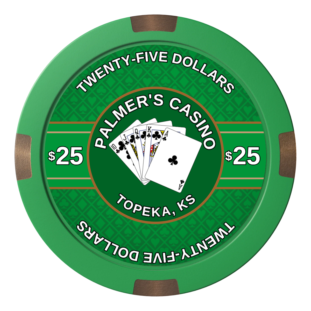 Palmer's Casino Composite & Metal Hybrid Poker Chips - Green - Back