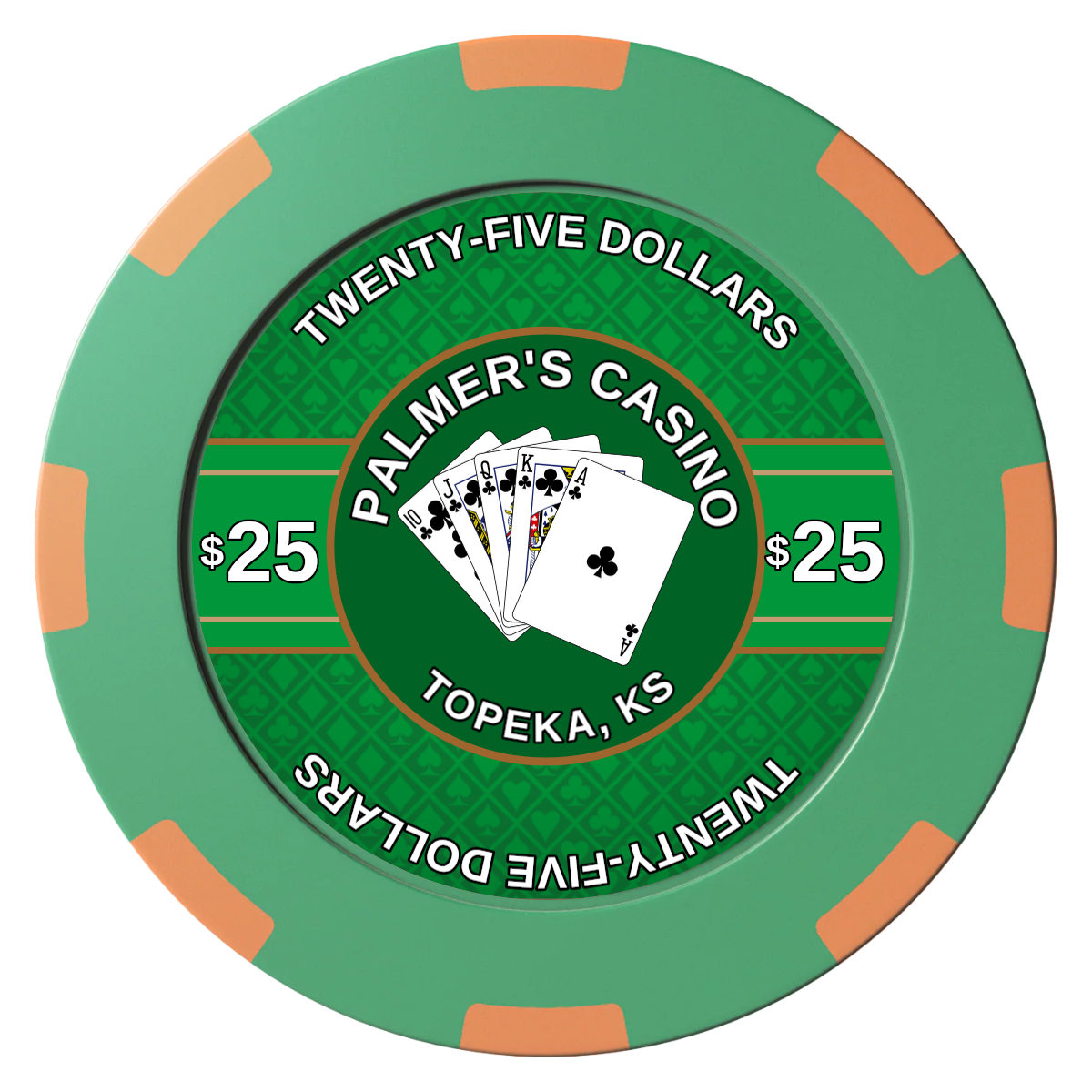 Palmer's Casino Clay Poker Chips - Green / 8 Spot (2 Tone) / 40mm - Front