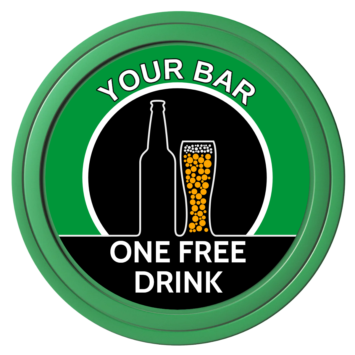 Beer and Glass Composite Poker Chips - Green / Solid - Front