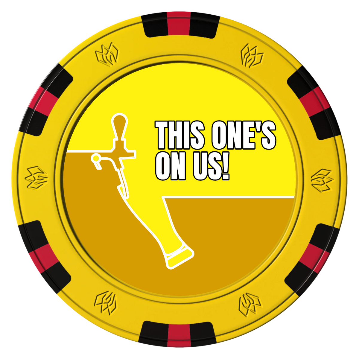 I'd Tap That Clay Poker Chips - Yellow / 6 Spot Gem / 40mm - Front