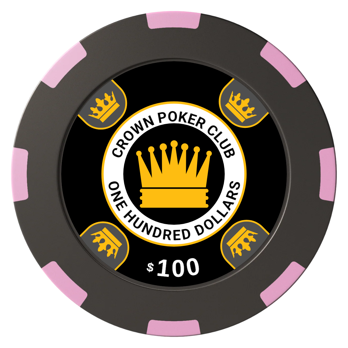 Crown Card Room Clay Poker Chips - Black / 8 Spot (2 Tone) / 40mm - Front