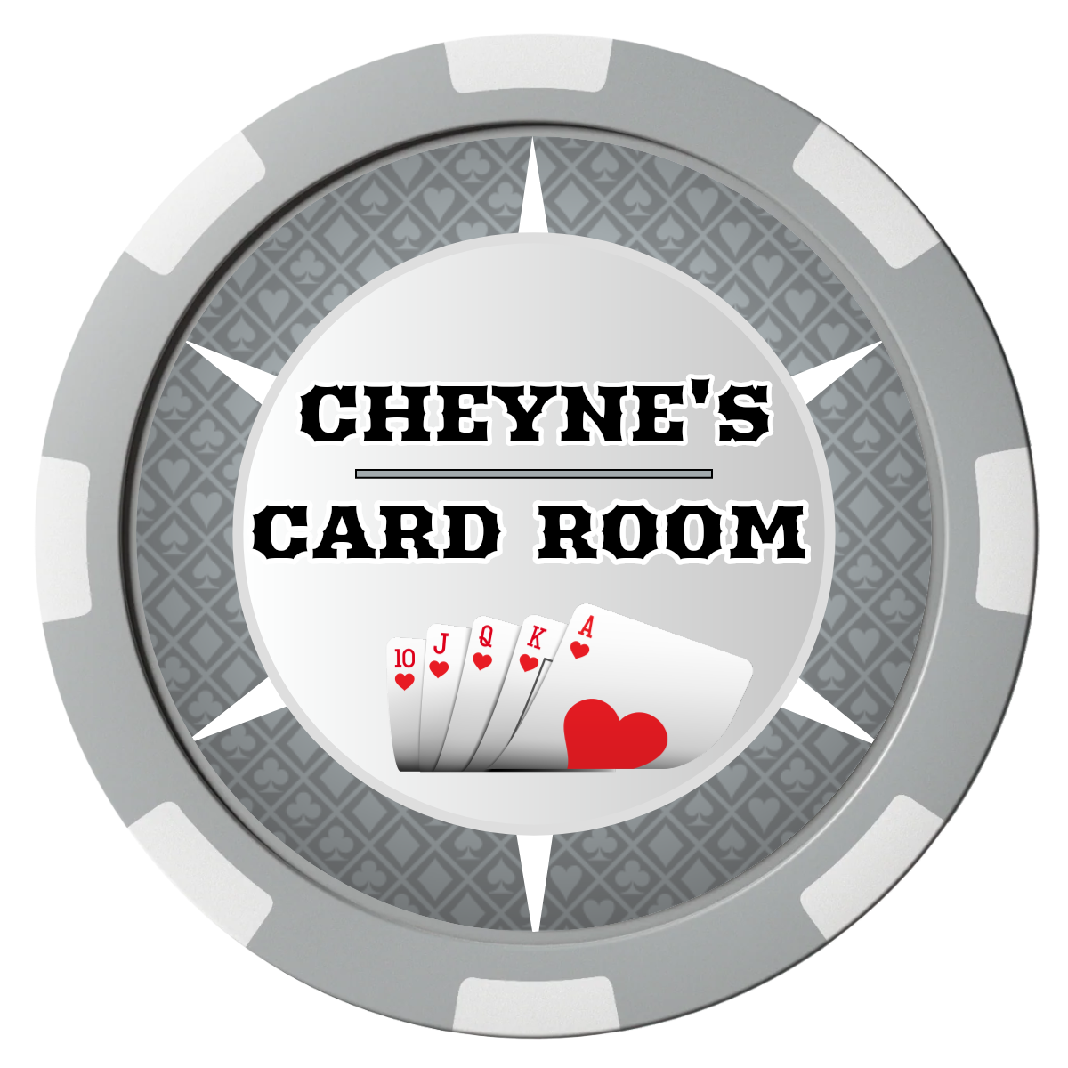 Cheyne's Card Room Composite Poker Chips - Gray / 8 Spot - Front