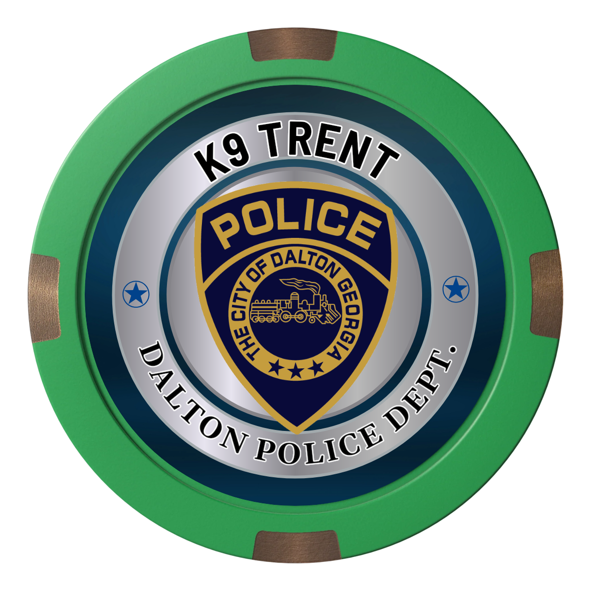 K-9 Trent Composite & Metal Hybrid Poker Chips - Green - Back