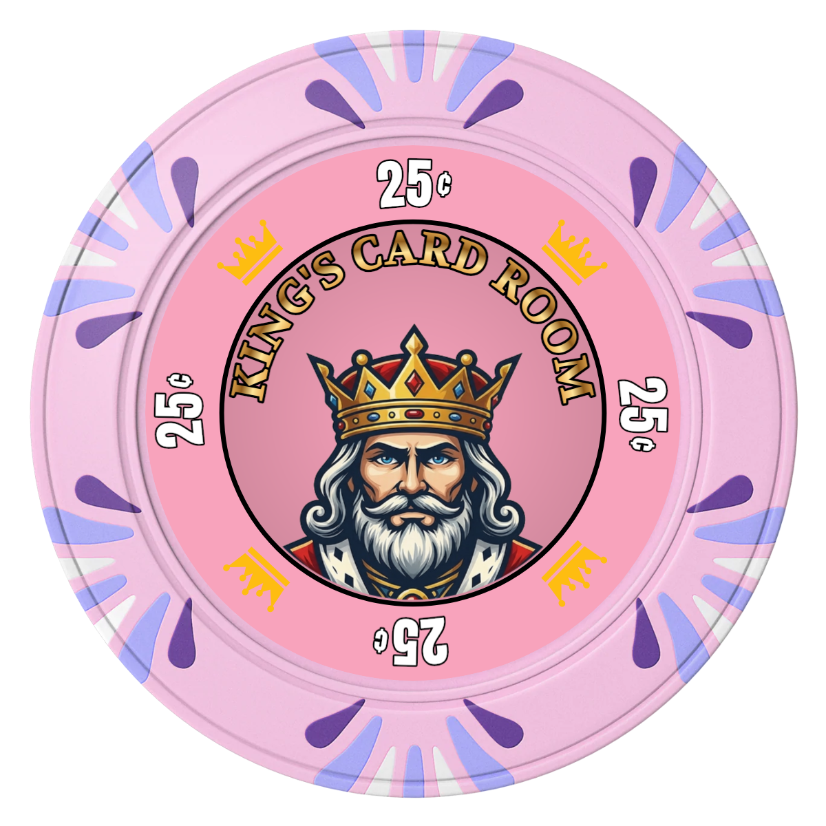 Kings Clay Poker Chips - Pink / Macau / 40mm - Front