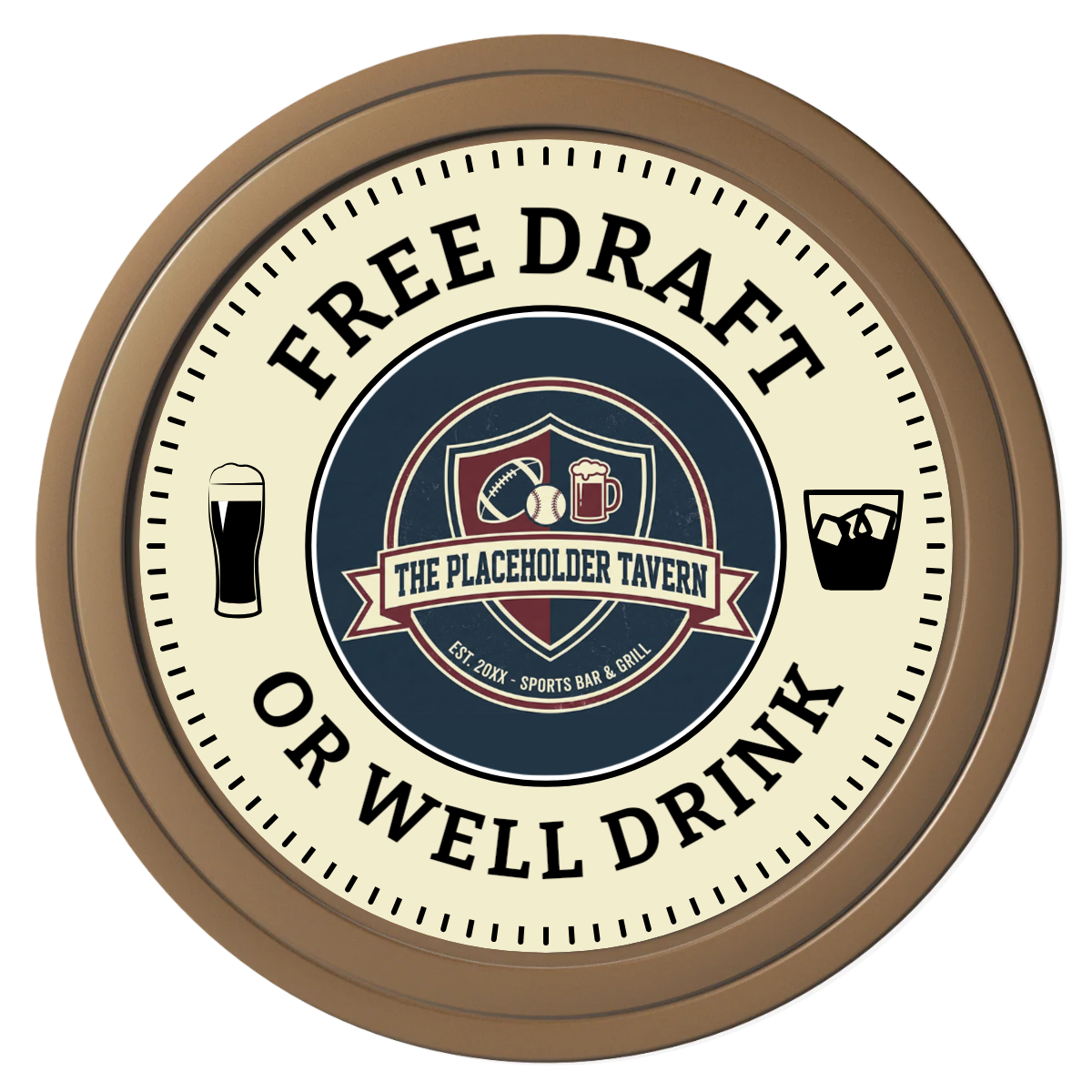 Beer Shop Composite Poker Chips - Brown / Solid - Front