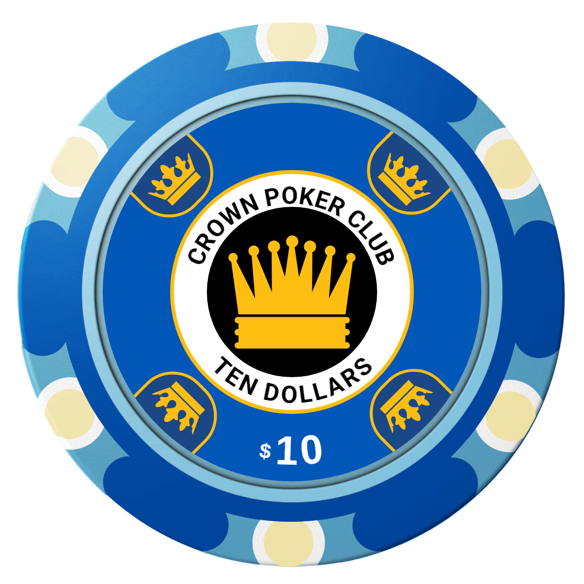 Crown Card Room Clay Poker Chips - Blue / Monte Carlo / 40mm - Front