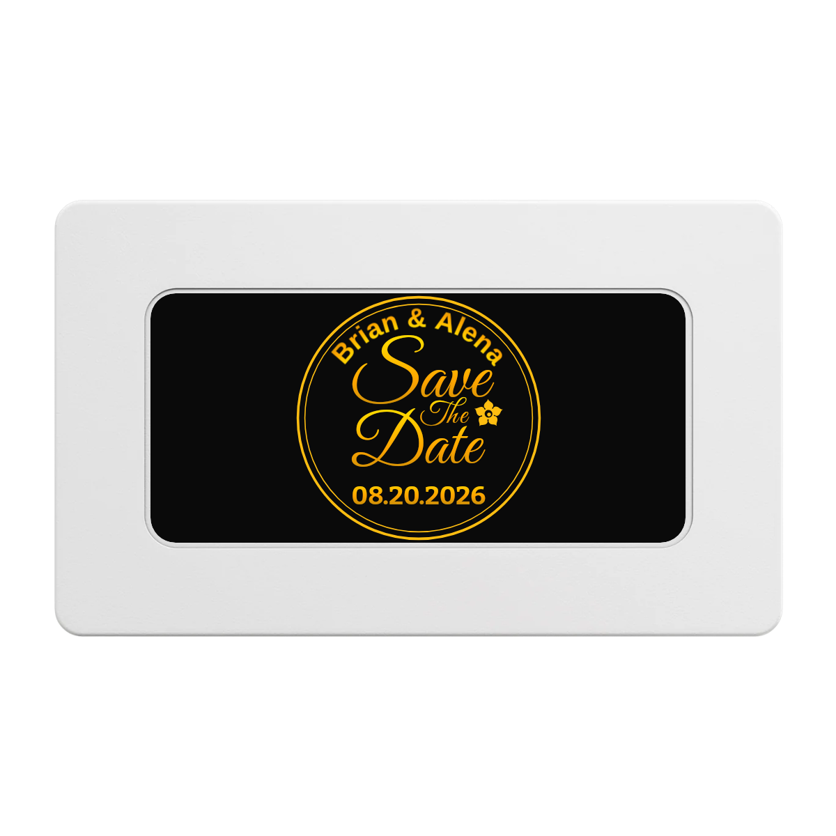 Save the Date Text Rectangular Poker Chip Plaques - White - Front