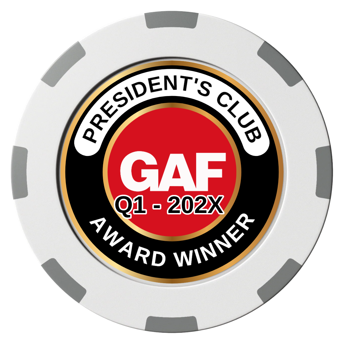 President's Club Clay Poker Chips - White / 8 Spot (2 Tone) / 40mm - Front