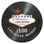 Vegas Sign Aluminum Poker Chips - Black - Front