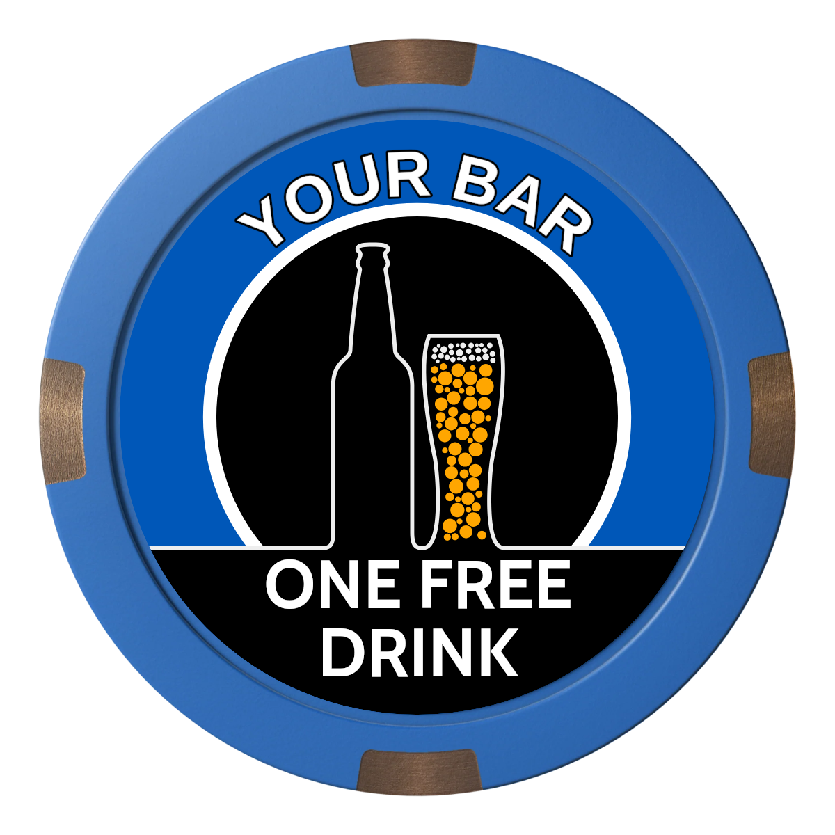 Beer and Glass Composite & Metal Hybrid Poker Chips - Blue - Back