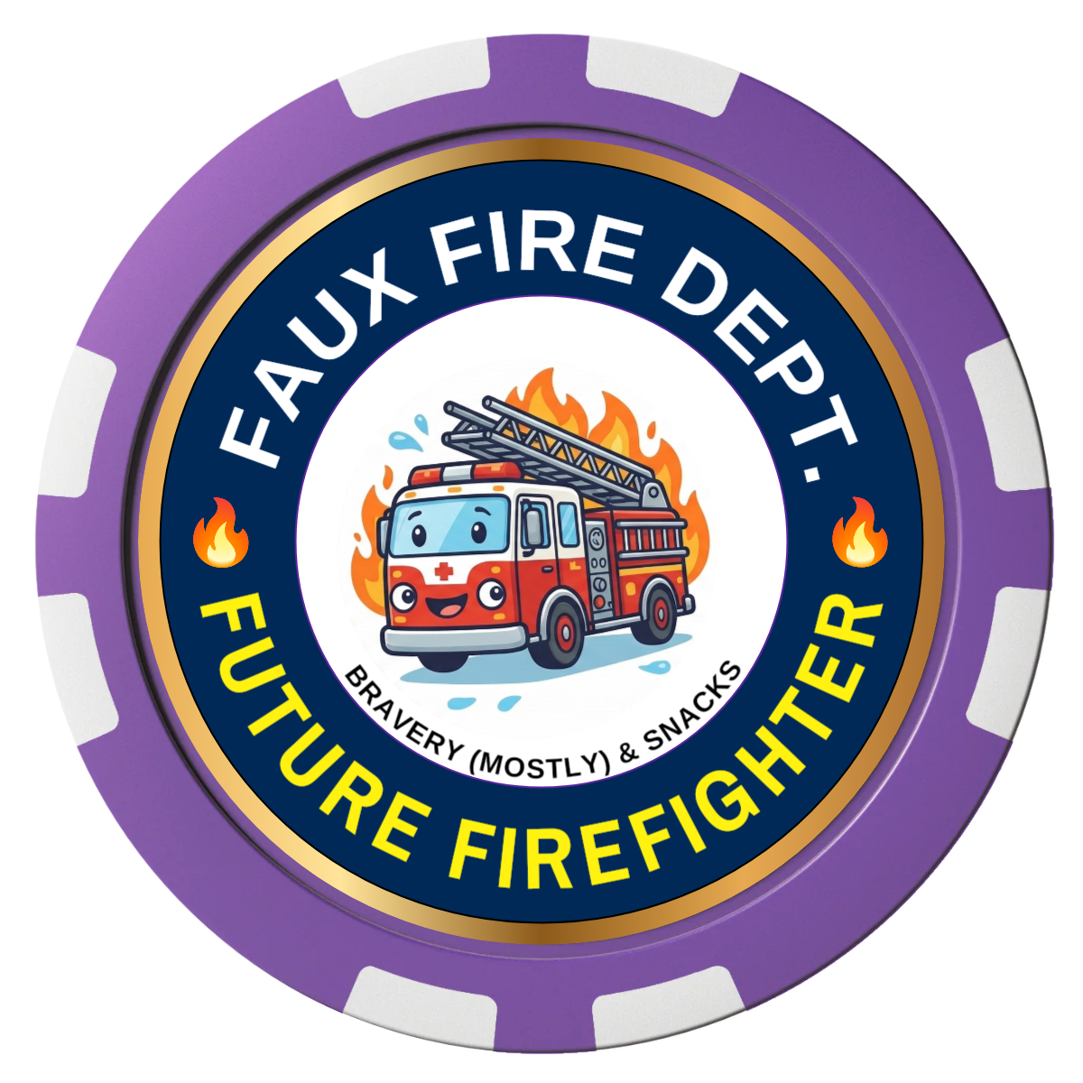 Future Firefighter Composite Poker Chips - Purple / 8 Stripe - Front