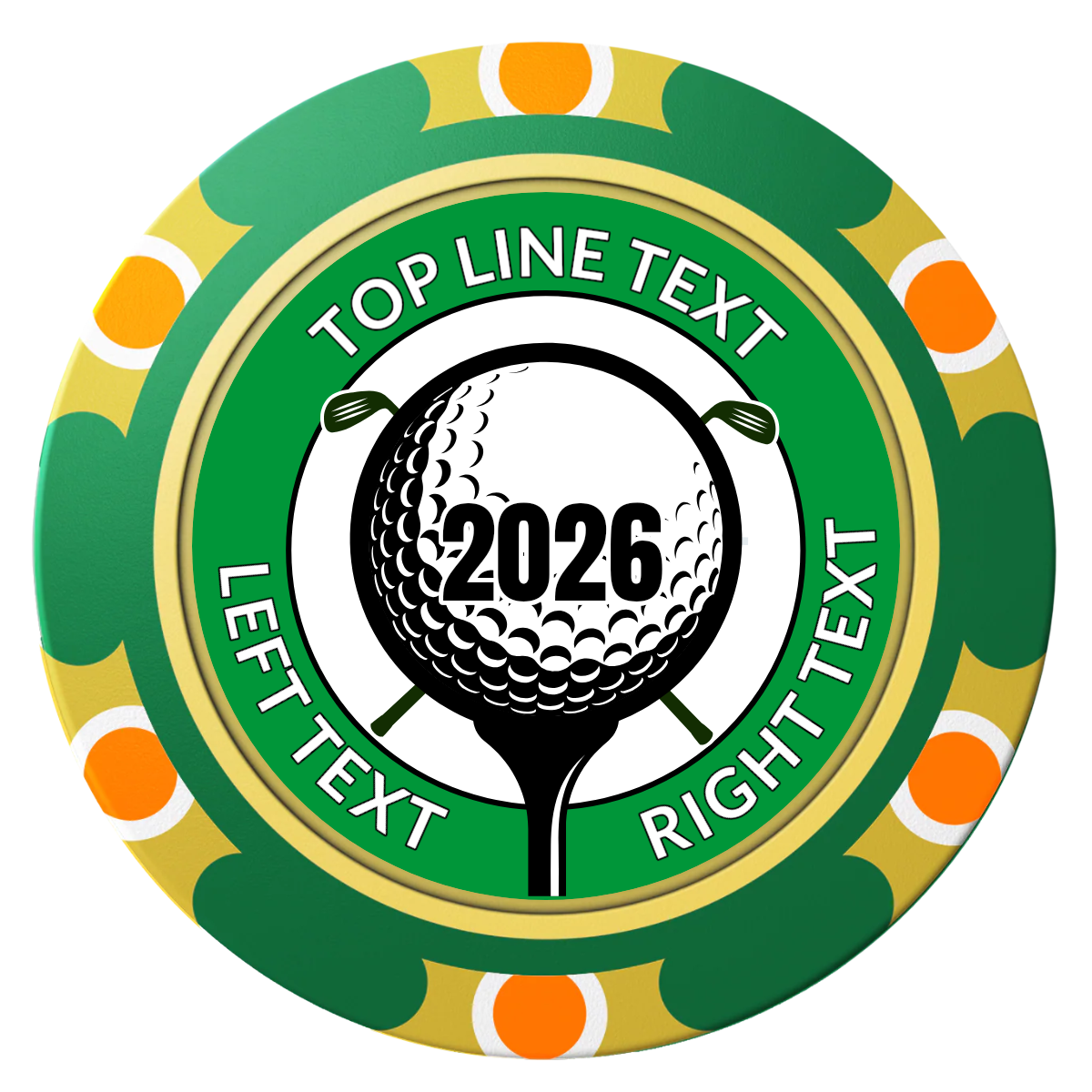 Tee it up Clay Poker Chips - Green / Monte Carlo / 40mm - Front