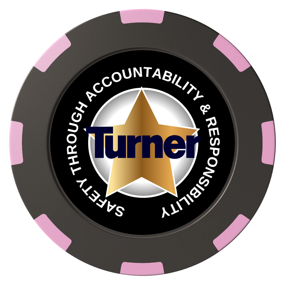 Safety Star Clay Poker Chips - Black / 8 Spot (2 Tone) / 40mm - Back