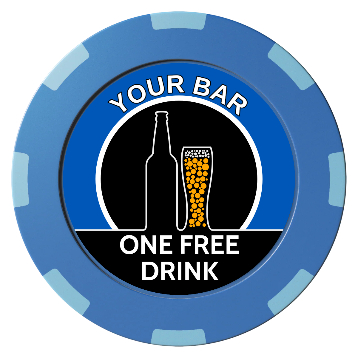 Beer and Glass Clay Poker Chips - Blue / 8 Spot (2 Tone) / 40mm - Front