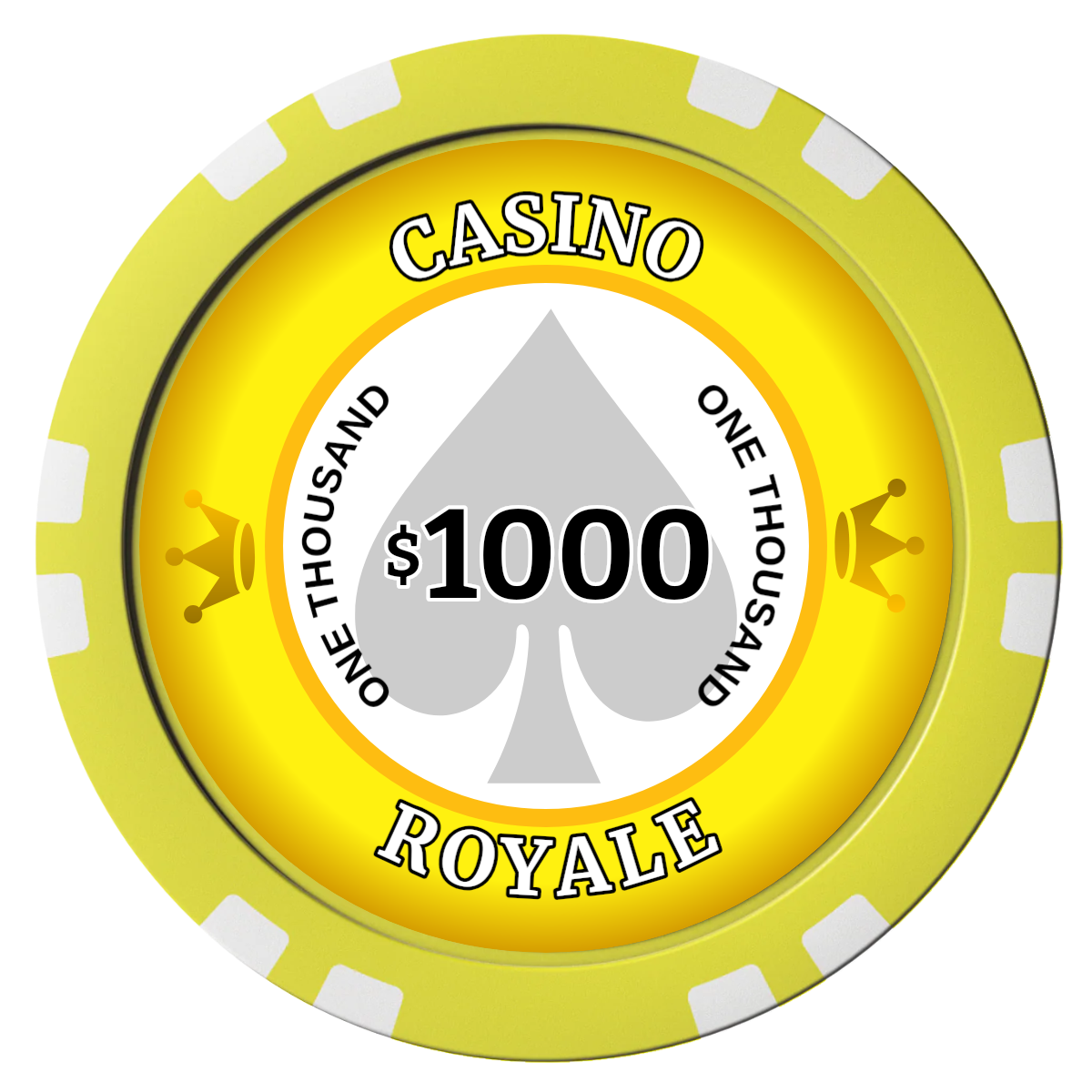 Casino Royale Composite Poker Chips - Yellow / Double Stripe - Front