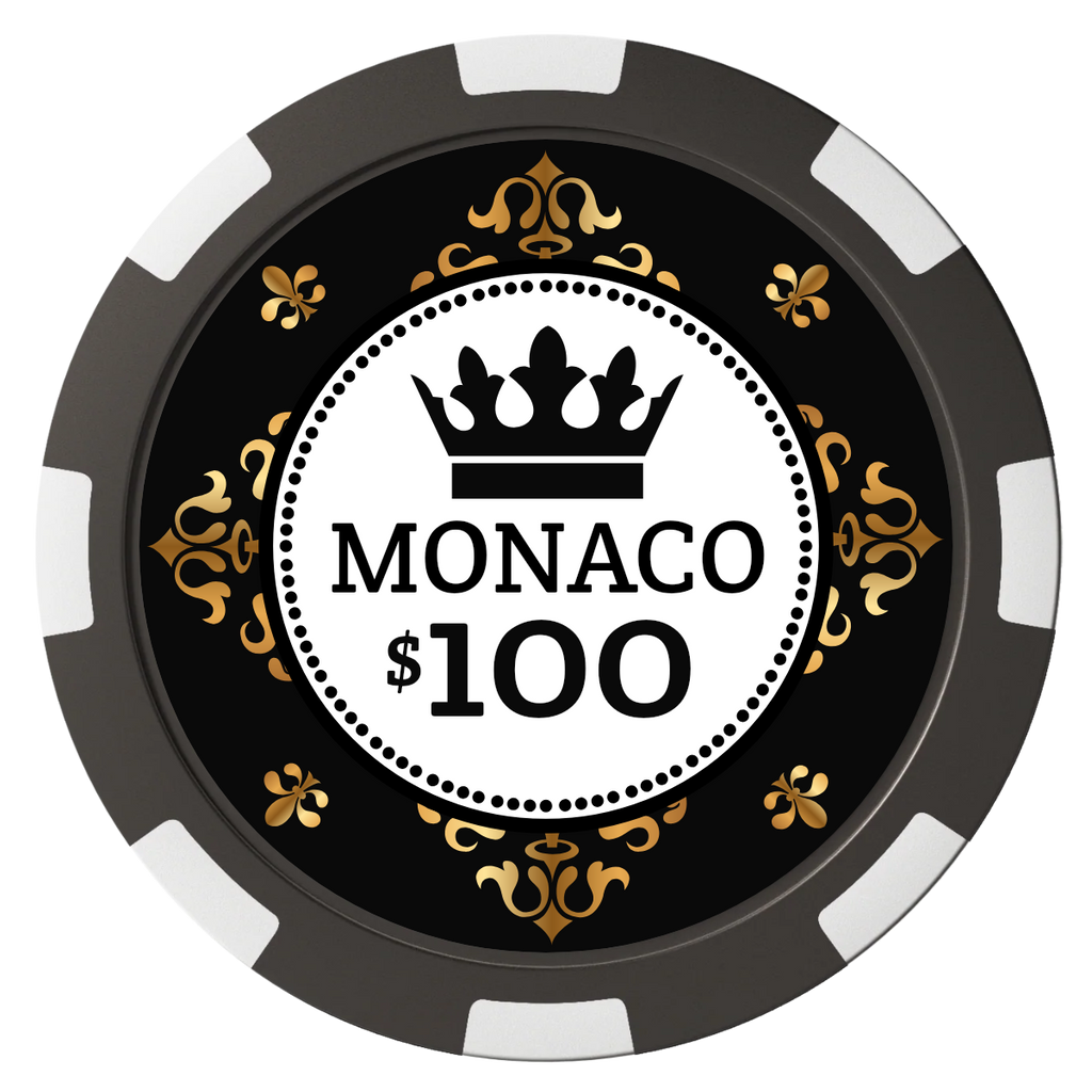 Monaco #001 Magnetic Composite Poker Chips - Black / 8 Spot - Front