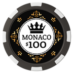 Monaco #001 Magnetic Composite Poker Chips - Black / 8 Spot - Front