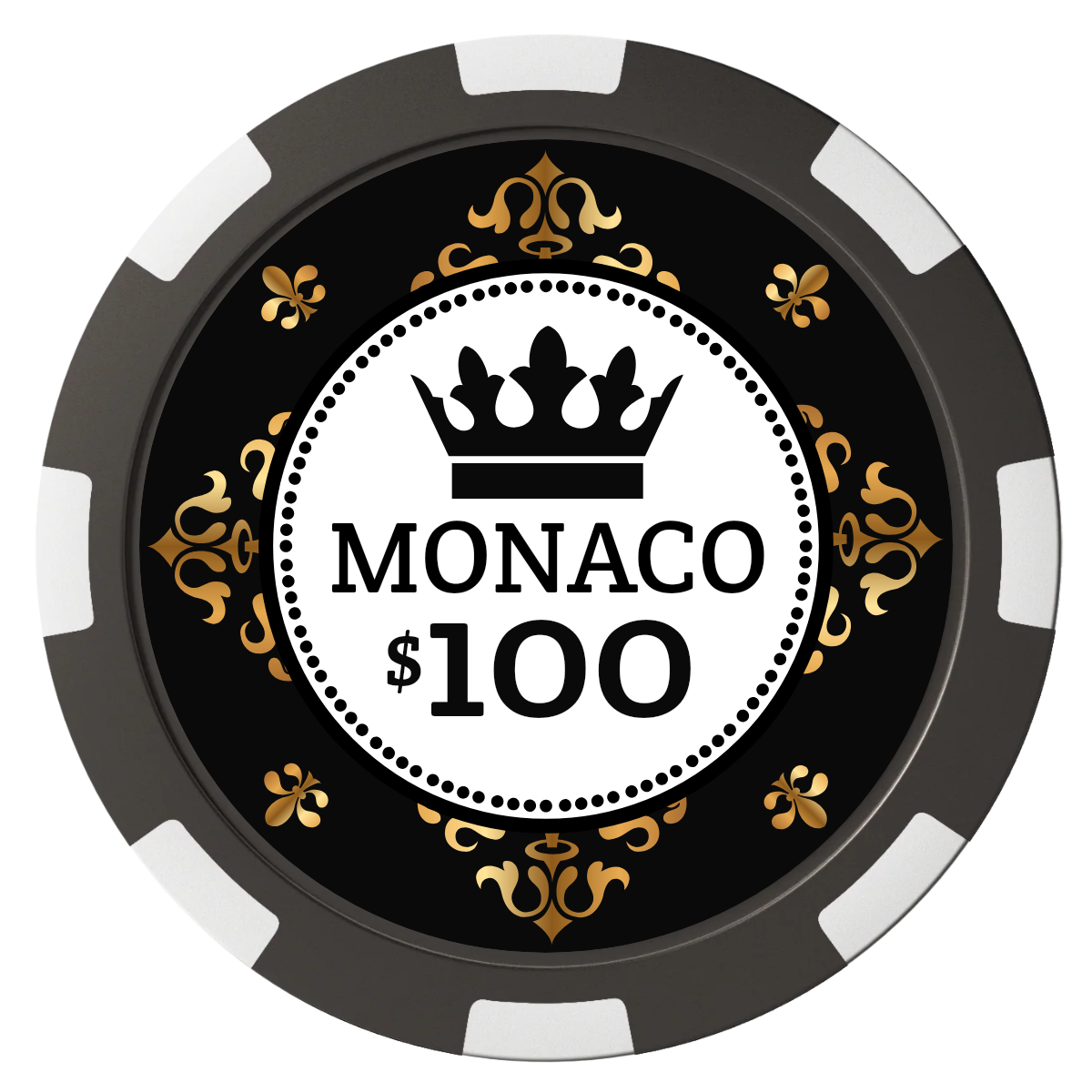 Monaco #001 Magnetic Composite Poker Chips - Black / 8 Spot - Front