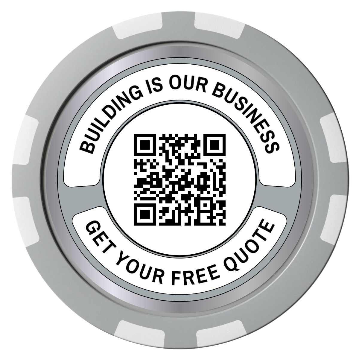 Acme Construction Composite Poker Chips - Gray / 8 Stripe - Front