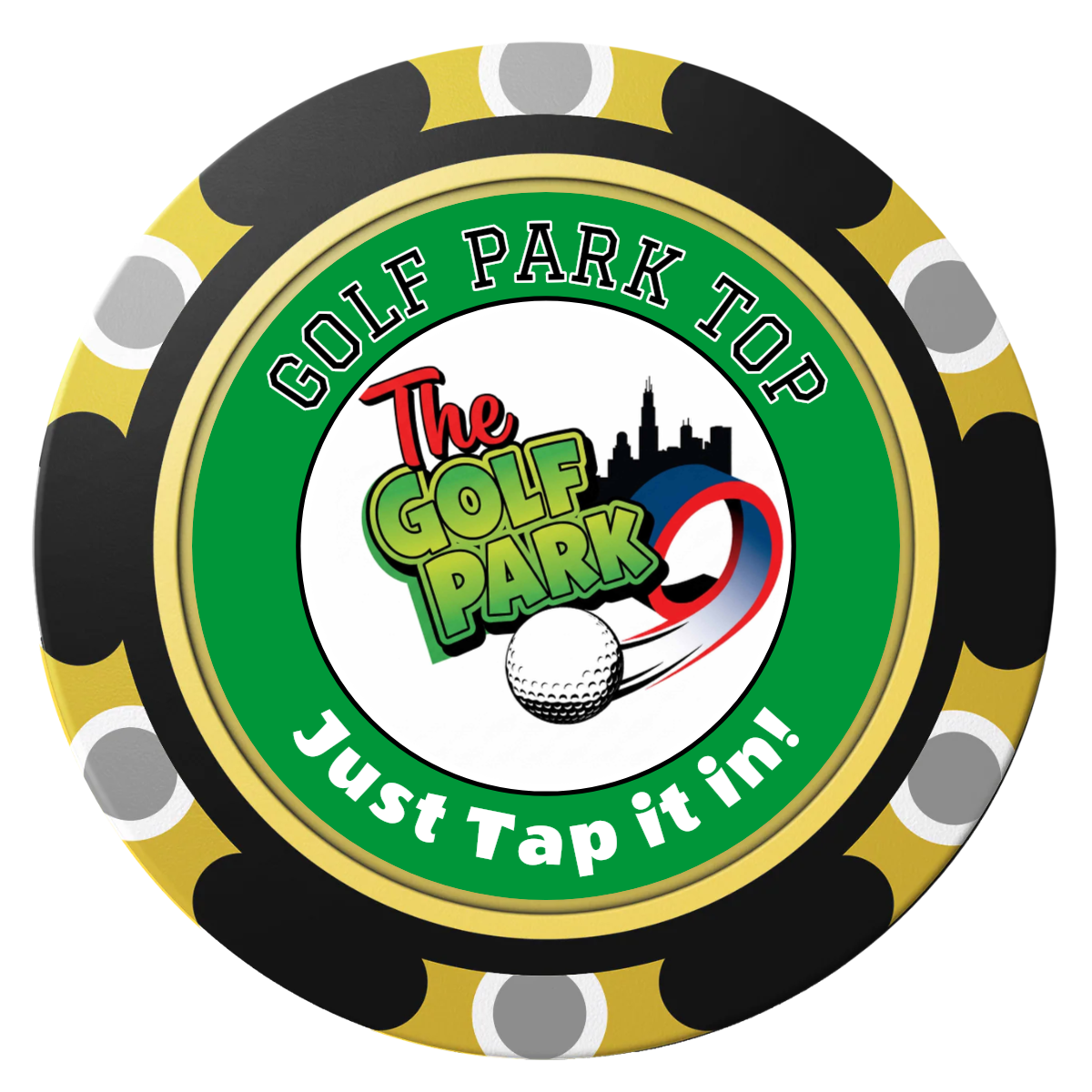 Golf Slogan Clay Poker Chips - Black / Monte Carlo / 40mm - Back