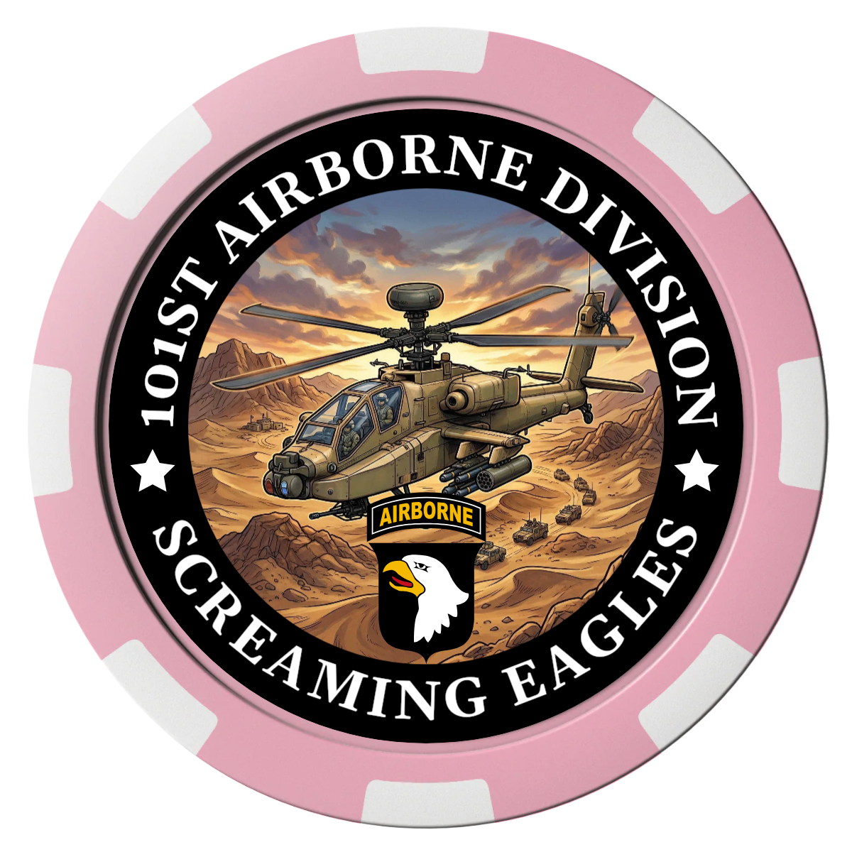 Army Airborne Composite Poker Chips - Pink / 8 Spot - Front