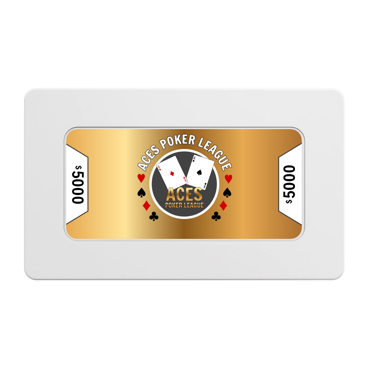 Aces Poker League Rectangular Poker Chip Plaques - White - Front