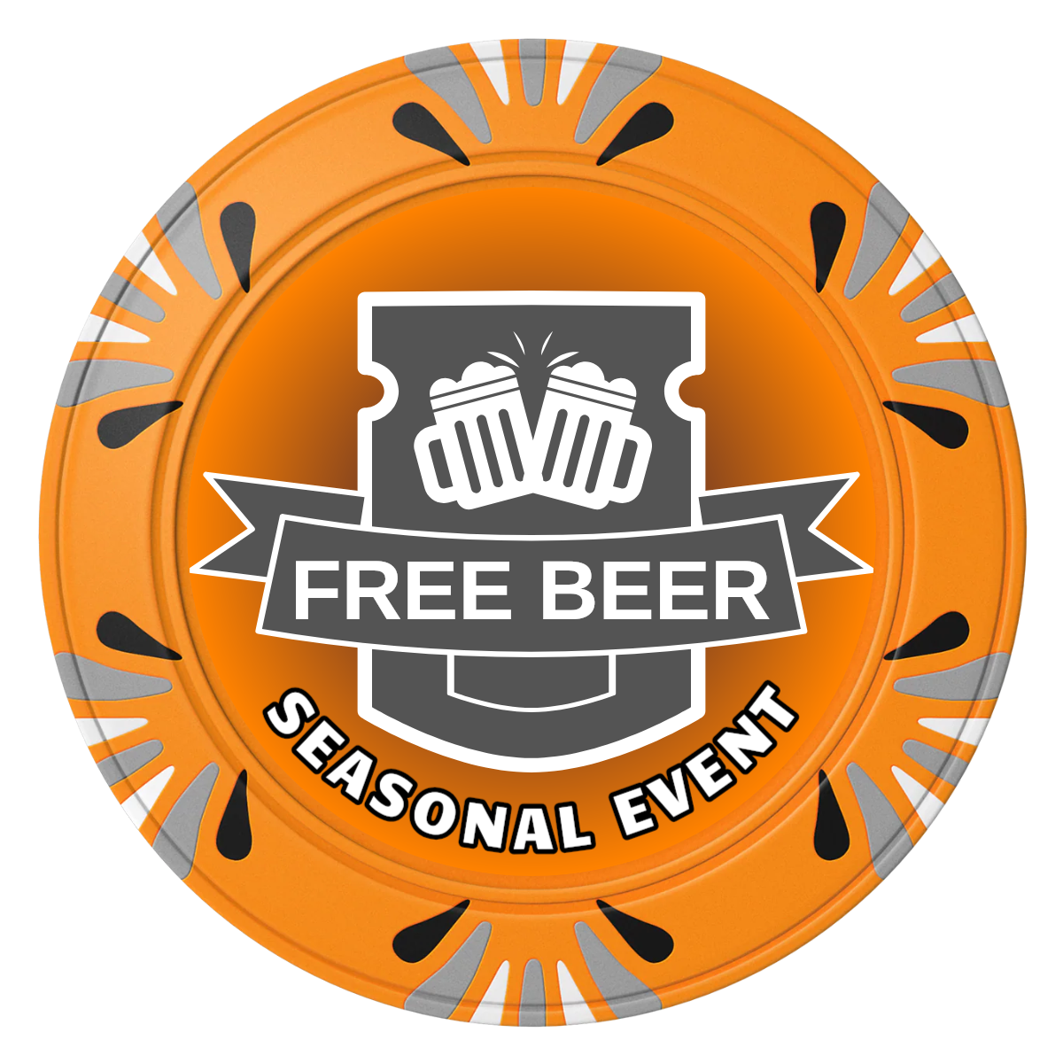 Craft Beer #001 Clay Poker Chips - Orange / Macau / 40mm - Front