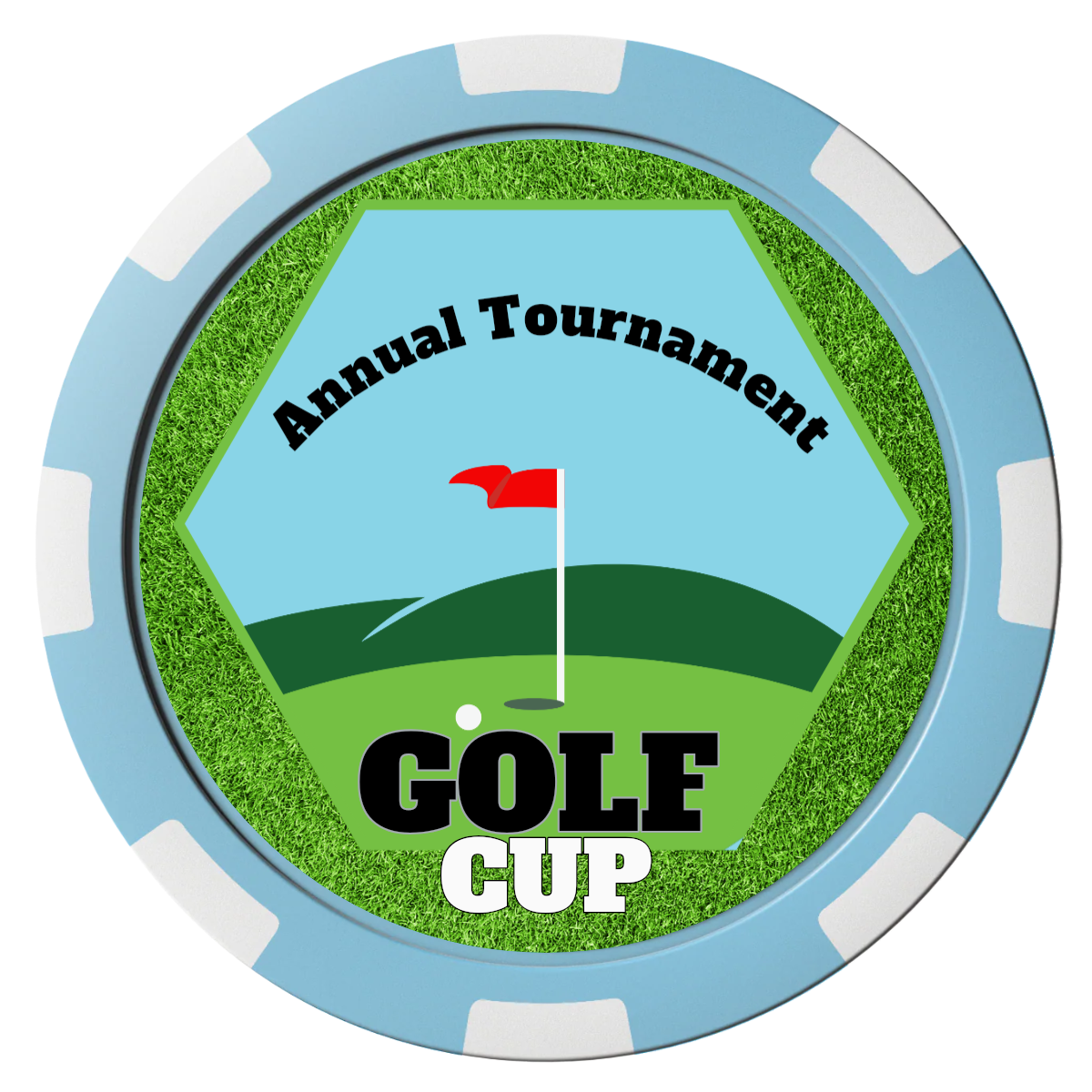 Golf Cup Composite Poker Chips - Light Blue / 8 Spot - Front