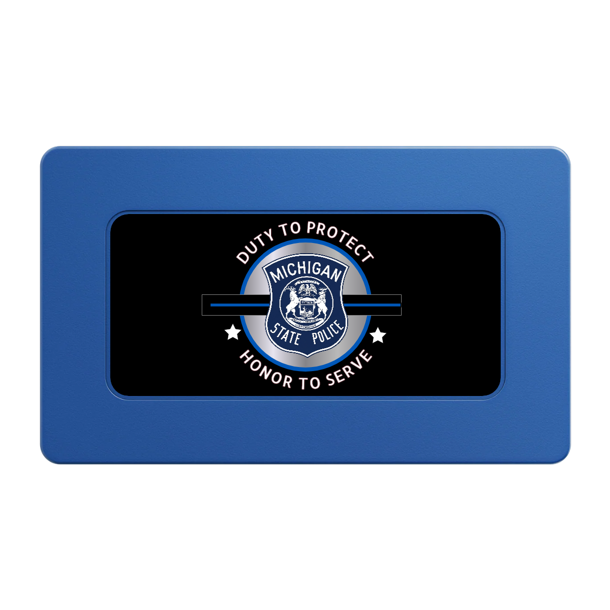 Police Department #01 Rectangular Poker Chip Plaques - Blue - Front