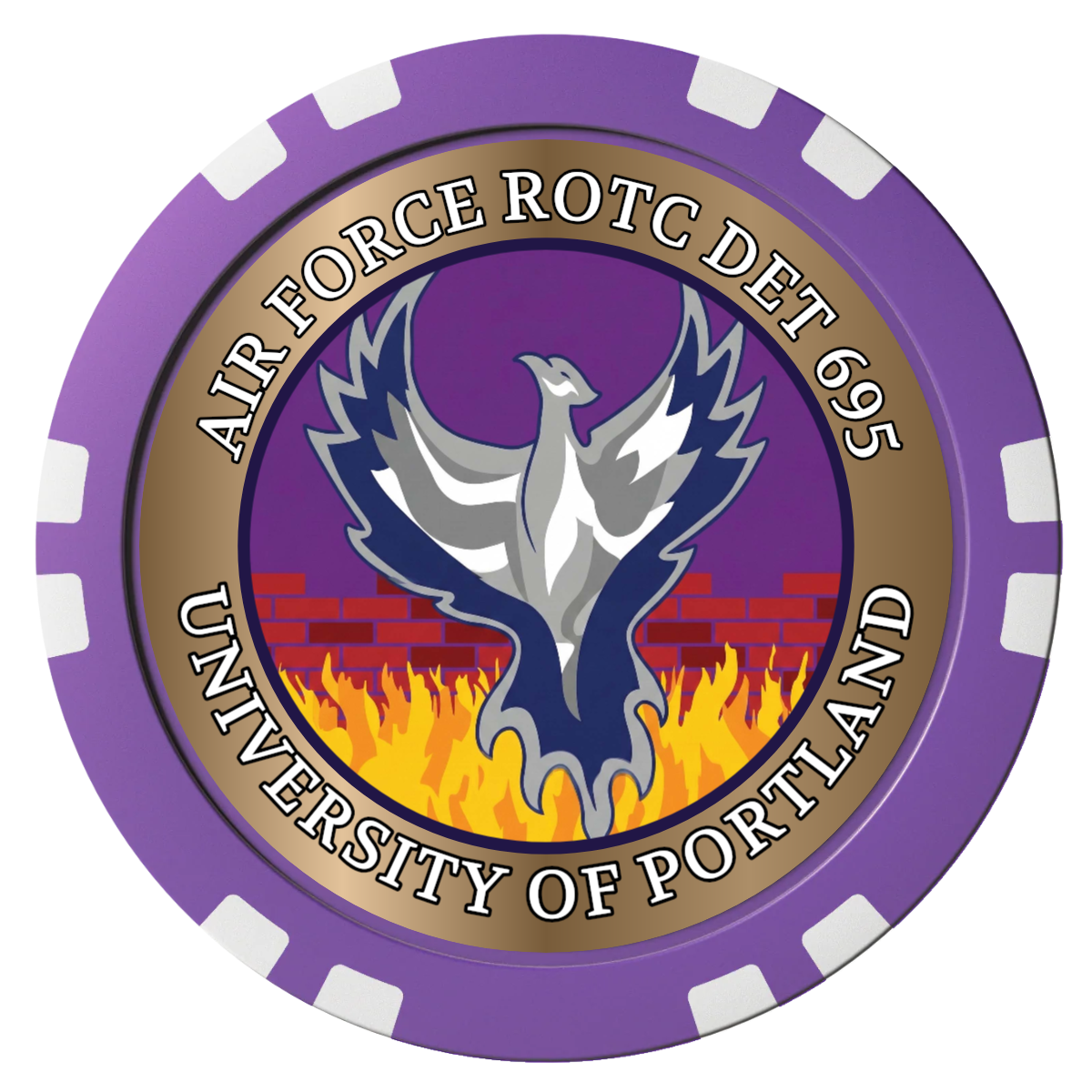 Air Force ROTC Det 695 Composite Poker Chips - Purple / Double Stripe - Front