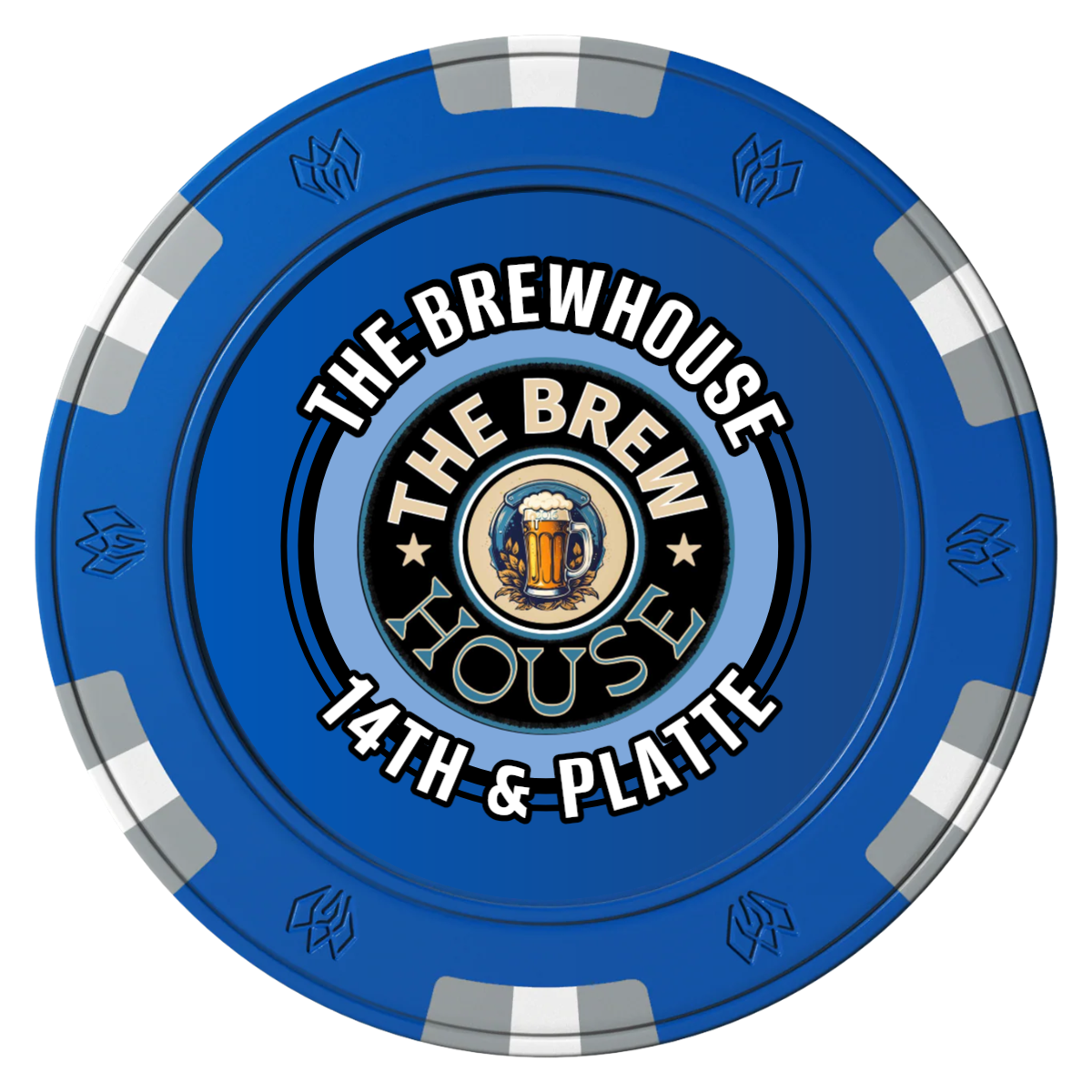 Ice Cold Beer Drink Token Clay Poker Chips - Blue / 6 Spot Gem / 40mm - Back