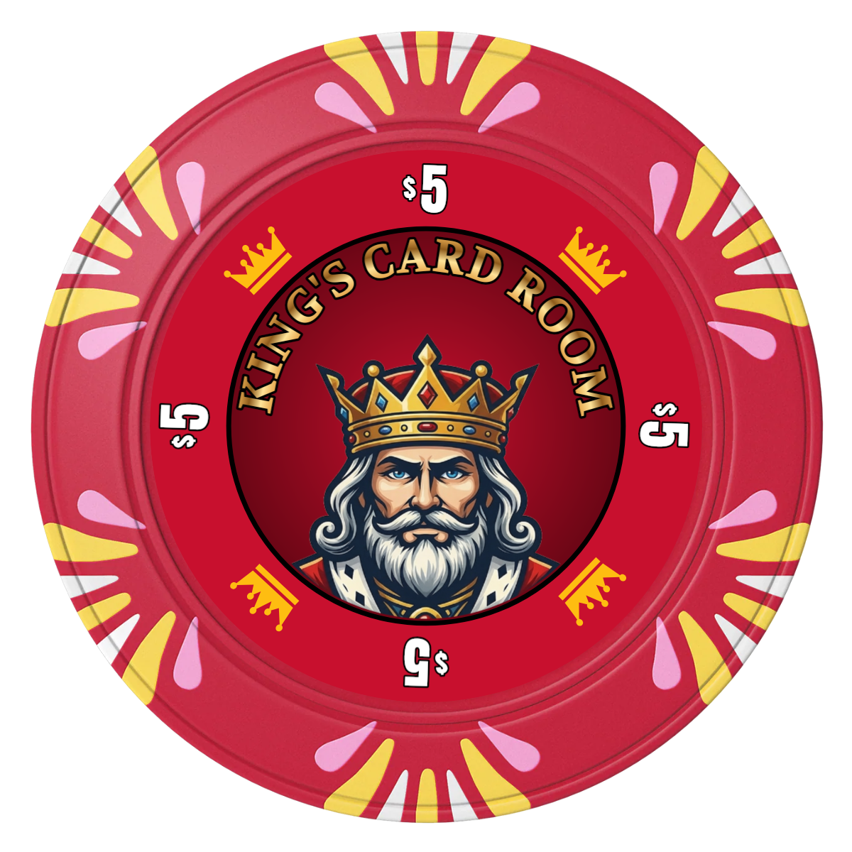 Kings Clay Poker Chips - Red / Macau / 40mm - Front