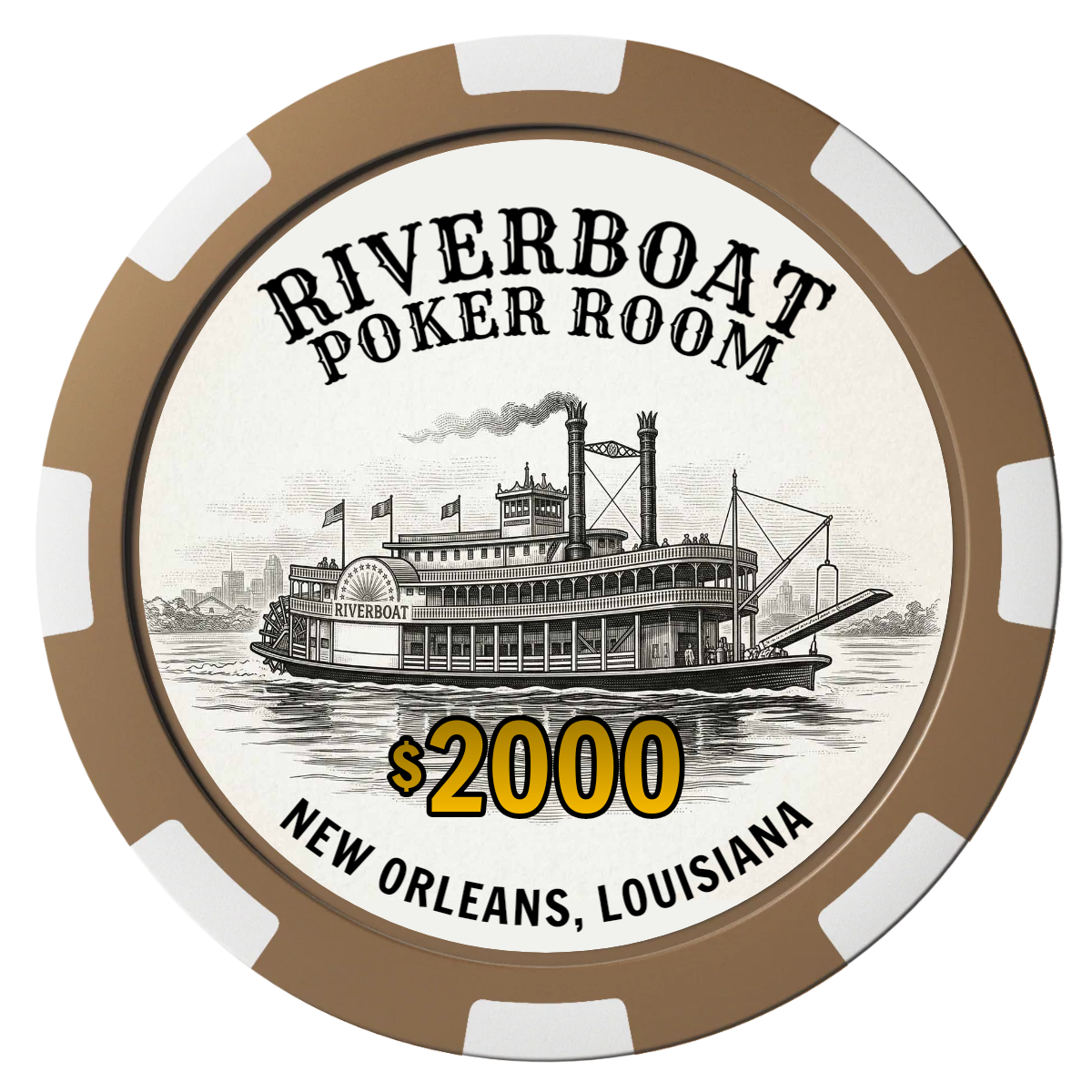 Riverboat Poker Room Composite Poker Chips - Brown / 8 Spot - Back