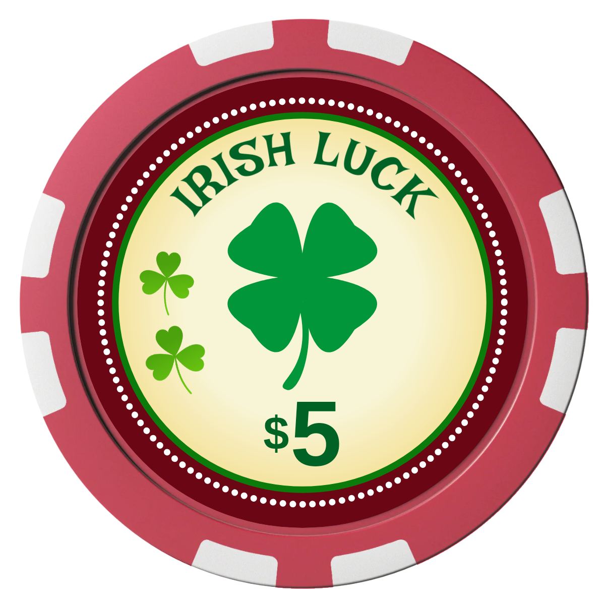 Irish Luck Composite Poker Chips - Red / 8 Stripe - Front