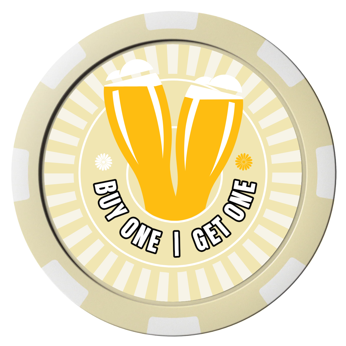 Double Pint Composite Poker Chips - Ivory / 8 Spot - Front